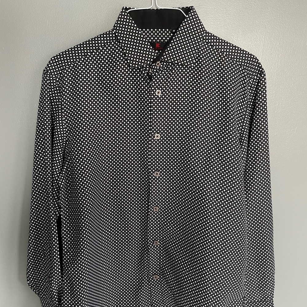 Black and White Patterned Dress Shirt